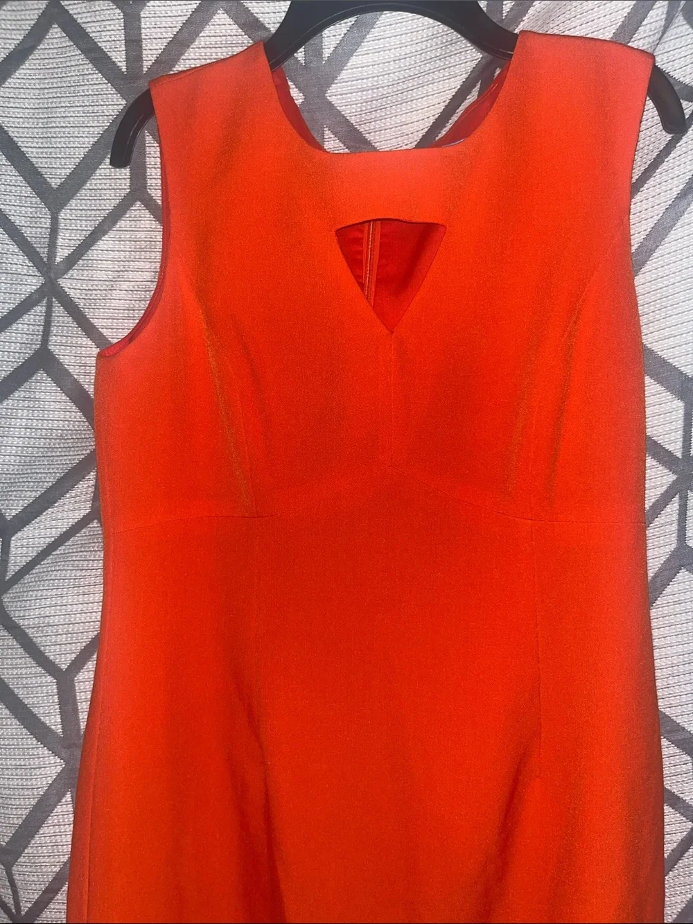 Kasper Red Sleeveless Sheath Dress with Front Cutout